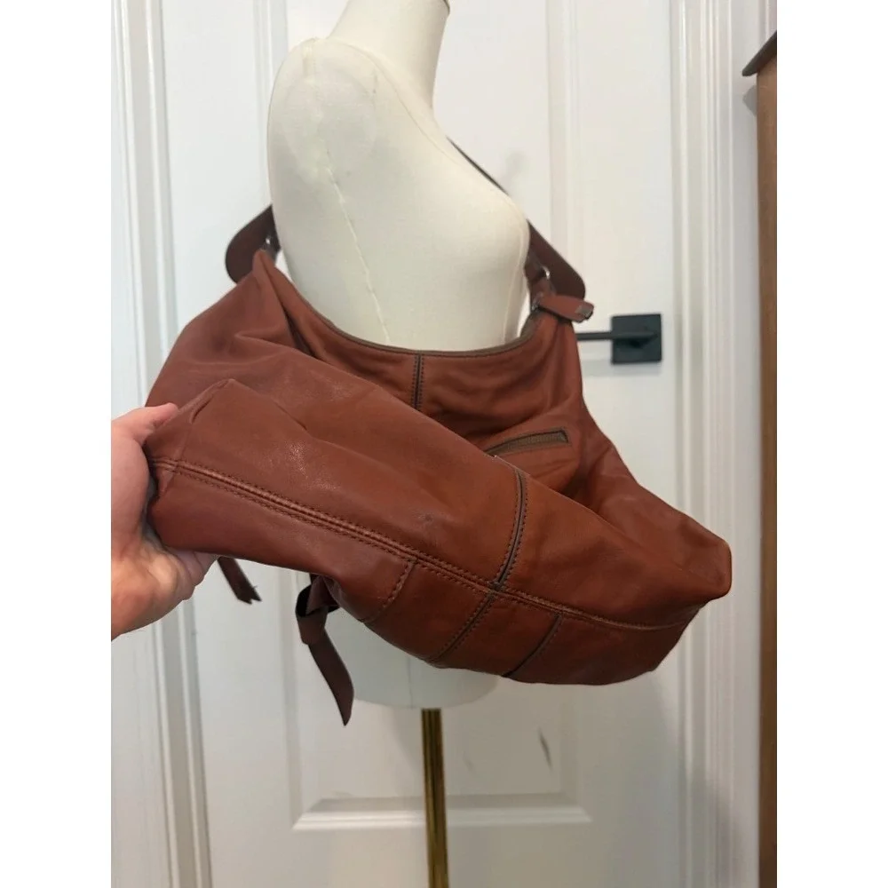 Kooba Hobo Bag Women Large Cognac Brown Good Soft Leather Slouchy Shoulder Bag